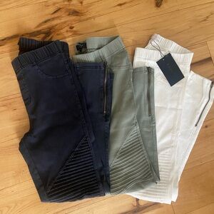 Stylish Pants Trio in black, Olive, and White